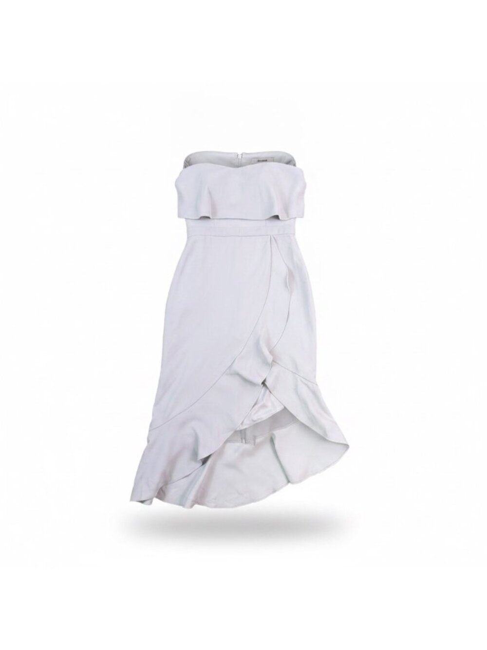 Xscape Womens Light Gray Polyester Ruffle Strapless Midi Dress Size 10